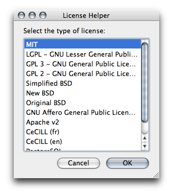 license-helper-textmate-bundle-dialog Choix d'une licence – License Helper Textmate Bundle